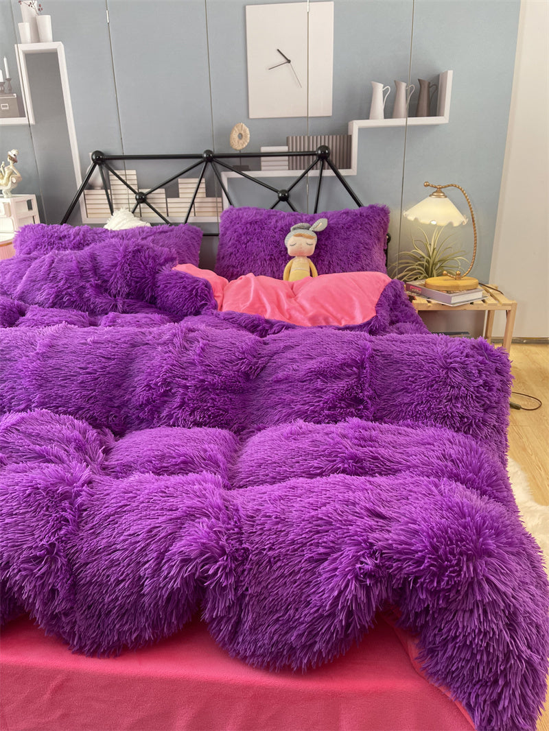 KTX-922067 Winter Mink Velvet Bed Set - Thermal Storage, 4-Piece Collection for Various Bed Sizes