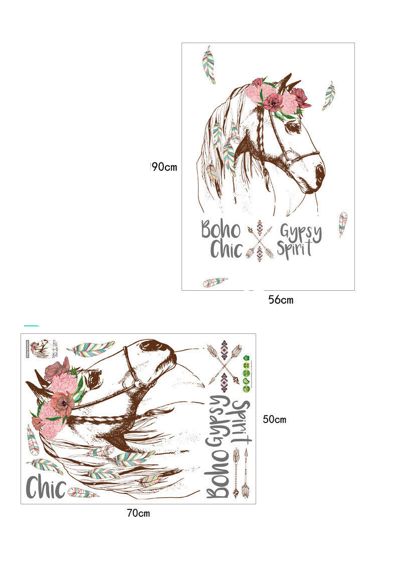KTX-922835 Creative Cartoon Horse Head Wall Sticker for Home Decoration - 50x70cm Waterproof PVC Mural