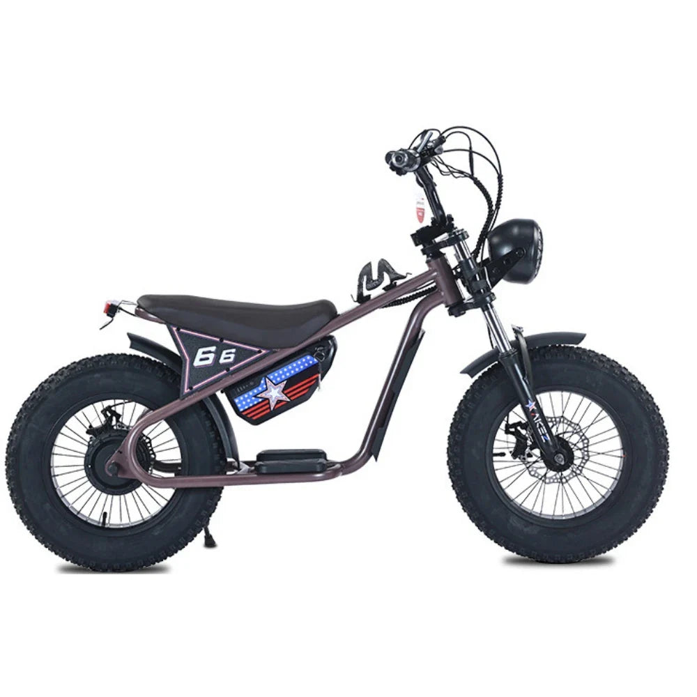 KTX-922835 Kids Electric Retro Bike 36V 350W 16-Inch Waterproof Design Suitable for Ages 8-12