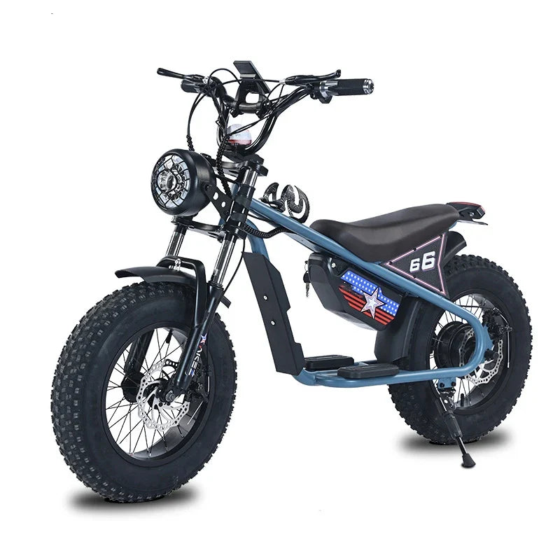 KTX-922835 Kids Electric Retro Bike 36V 350W 16-Inch Waterproof Design Suitable for Ages 8-12