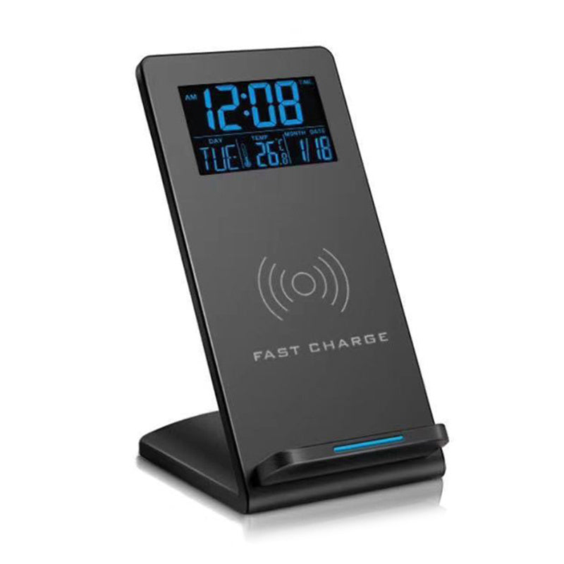 KTX-922963 Wireless Charging Alarm Clock with Mobile Phone Holder, LCD Display, Temperature & Perpetual Calendar