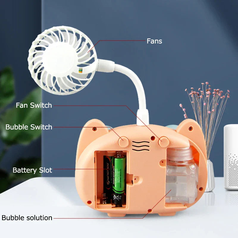 KTX-923155 Mini Bubble Camera Toy with Fan Function for Kids Outdoor Play - Creative Electric Bubble Blowing Machine
