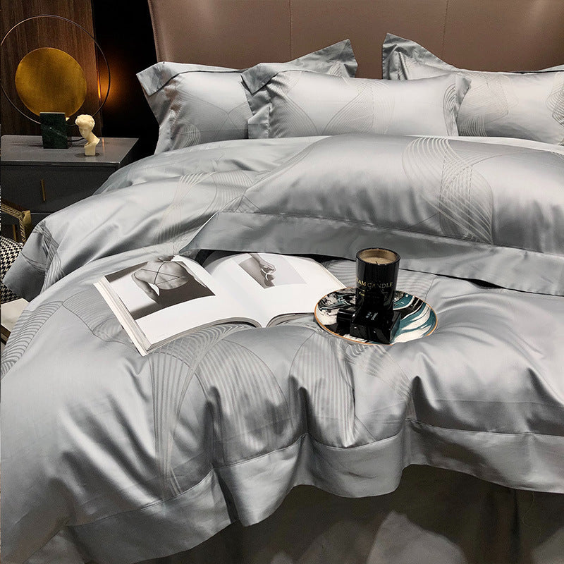 KTX-923219 Cotton Leopard Print Duvet Cover Set - 4 Pieces with Pillowcases and Quilt Cover