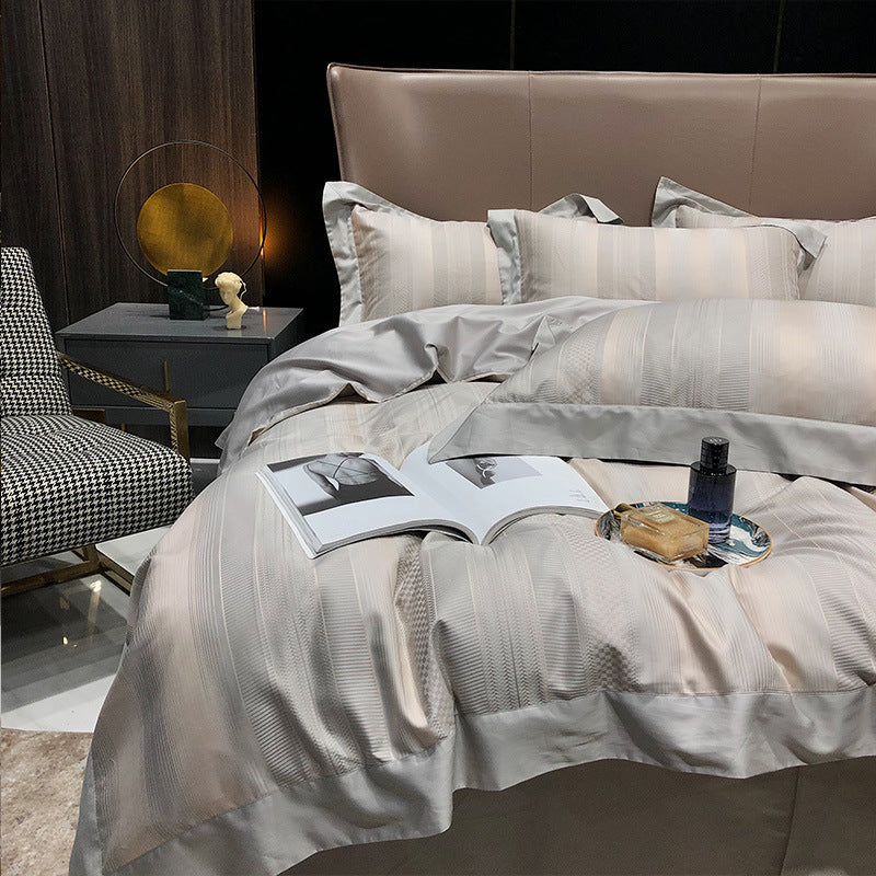 KTX-923219 Cotton Leopard Print Duvet Cover Set - 4 Pieces with Pillowcases and Quilt Cover