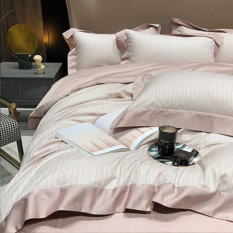 KTX-923219 Cotton Leopard Print Duvet Cover Set - 4 Pieces with Pillowcases and Quilt Cover