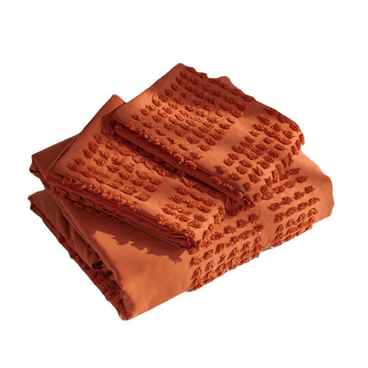 KTX-924051 Solid Color Three-Piece Bedding Set with Cut Flower Quilt Cover and Pillowcases - Multiple Sizes Available