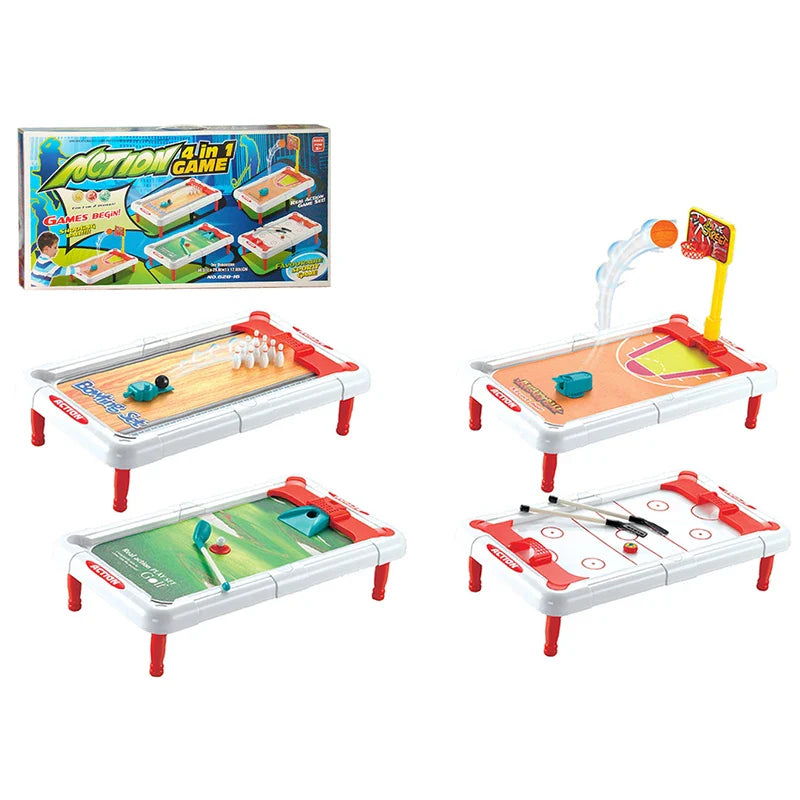 KTX-924307 Mini 6-in-1 Interactive Tabletop Game Set for Pool, Hockey, Basketball, and Golf, Ages 3+