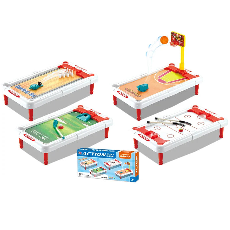 KTX-924307 Mini 6-in-1 Interactive Tabletop Game Set for Pool, Hockey, Basketball, and Golf, Ages 3+