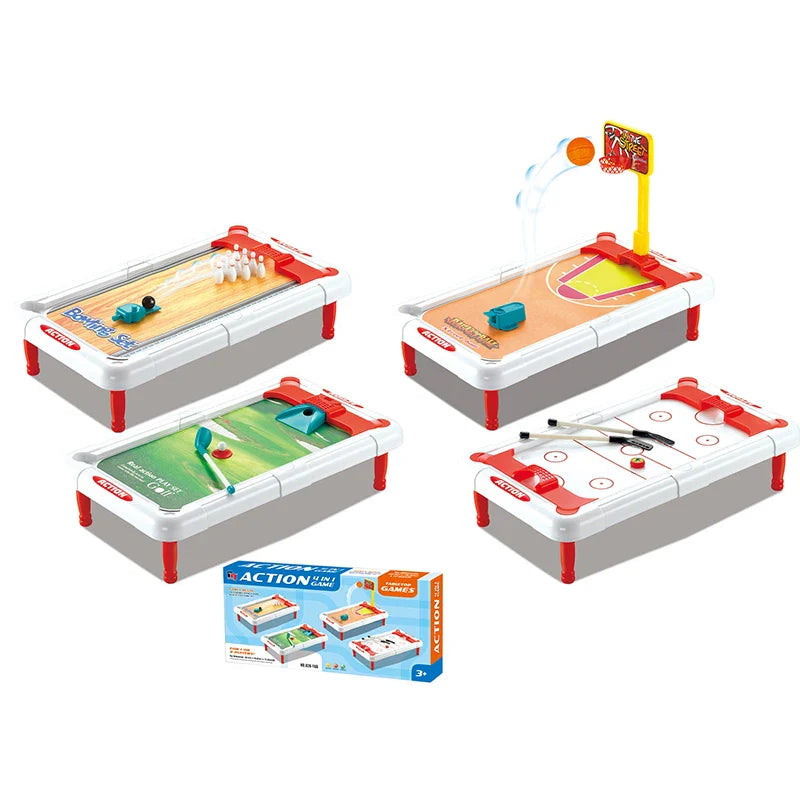 KTX-924307 Mini 6-in-1 Interactive Tabletop Game Set for Pool, Hockey, Basketball, and Golf, Ages 3+