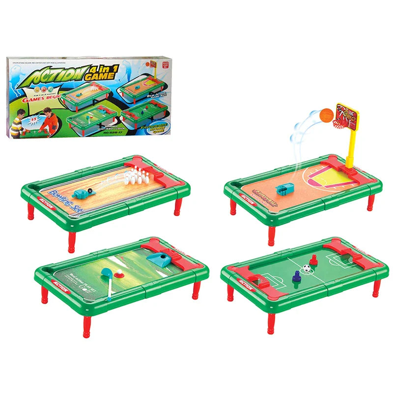 KTX-924307 Mini 6-in-1 Interactive Tabletop Game Set for Pool, Hockey, Basketball, and Golf, Ages 3+
