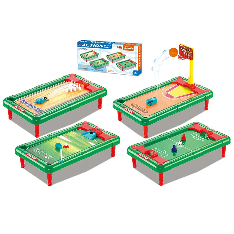 KTX-924307 Mini 6-in-1 Interactive Tabletop Game Set for Pool, Hockey, Basketball, and Golf, Ages 3+