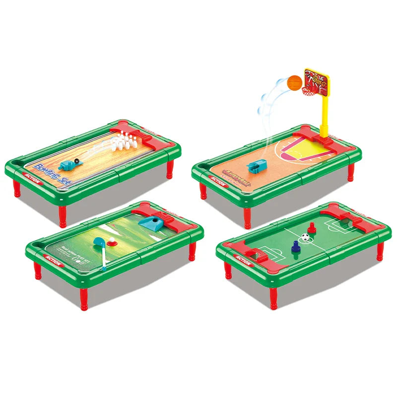 KTX-924307 Mini 6-in-1 Interactive Tabletop Game Set for Pool, Hockey, Basketball, and Golf, Ages 3+