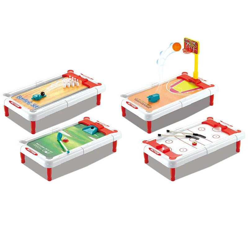 KTX-924307 Mini 6-in-1 Interactive Tabletop Game Set for Pool, Hockey, Basketball, and Golf, Ages 3+
