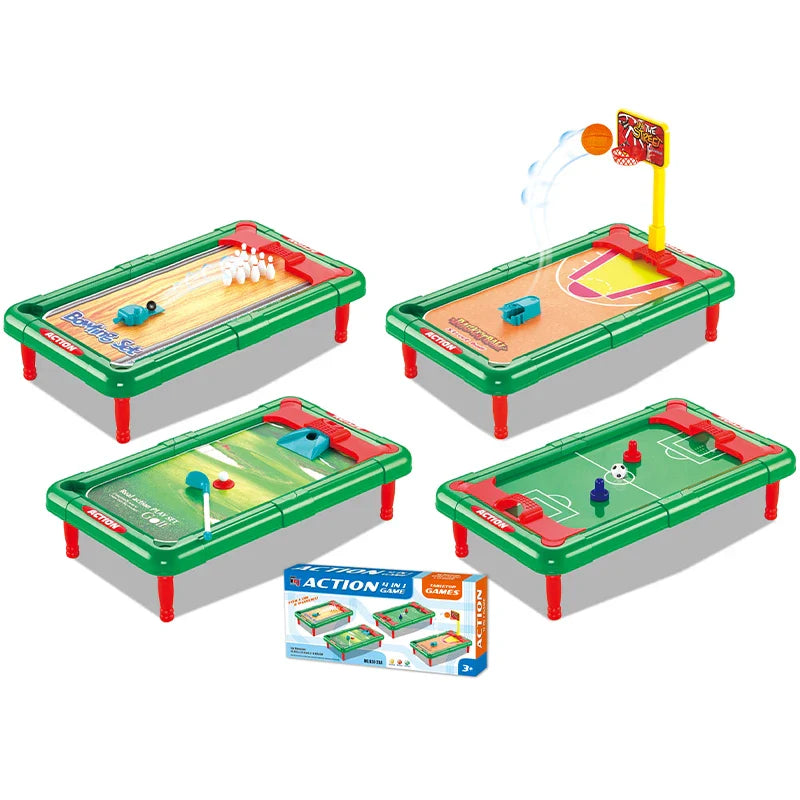 KTX-924307 Mini 6-in-1 Interactive Tabletop Game Set for Pool, Hockey, Basketball, and Golf, Ages 3+