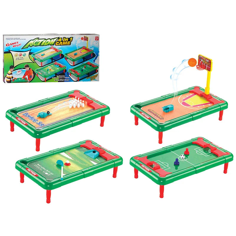 KTX-924307 Mini 6-in-1 Interactive Tabletop Game Set for Pool, Hockey, Basketball, and Golf, Ages 3+