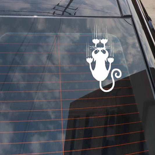 KTX-925139 Funny Cat Reflective Car Stickers - 15x7.5CM Decals for Doors, Windows, and Trunks in Black & White