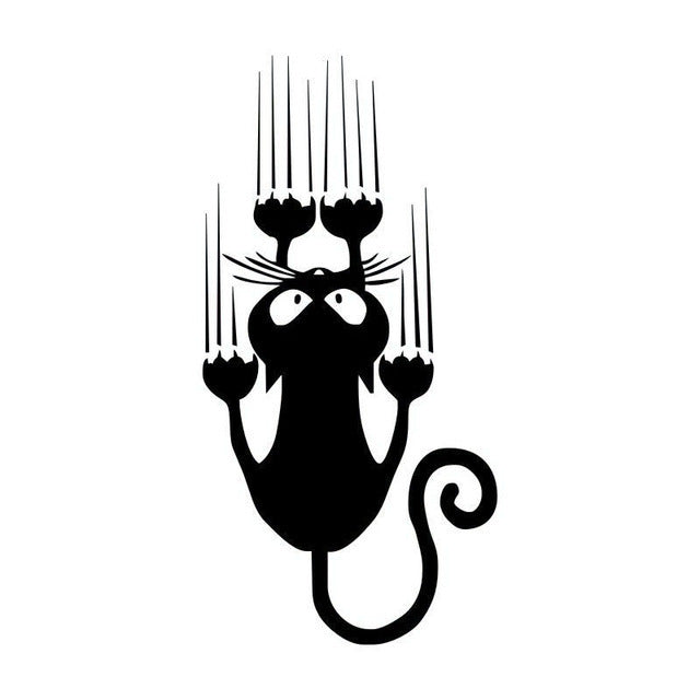 KTX-925139 Funny Cat Reflective Car Stickers - 15x7.5CM Decals for Doors, Windows, and Trunks in Black & White