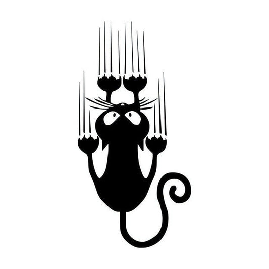 KTX-925139 Funny Cat Reflective Car Stickers - 15x7.5CM Decals for Doors, Windows, and Trunks in Black & White