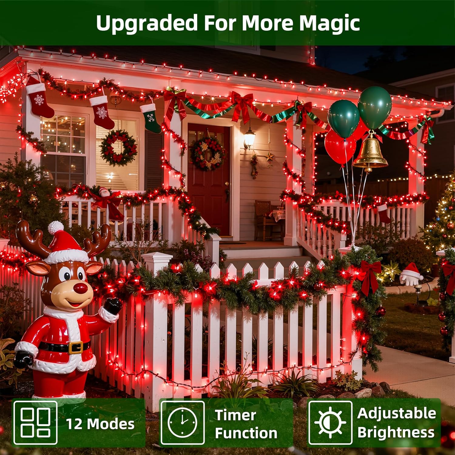 KTX-925395 470ft 1500 LED Outdoor Christmas String Lights - 12 Modes, Dimmable, Timer, Waterproof for Home and Holiday Decor