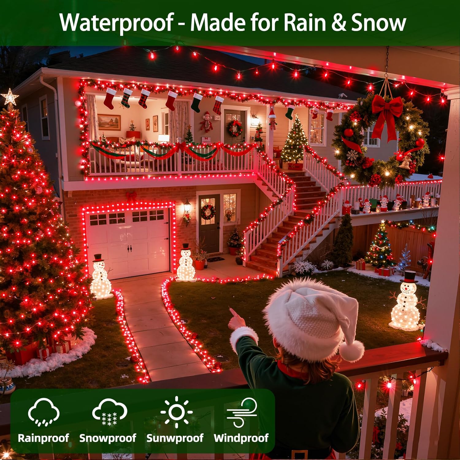 KTX-925395 470ft 1500 LED Outdoor Christmas String Lights - 12 Modes, Dimmable, Timer, Waterproof for Home and Holiday Decor