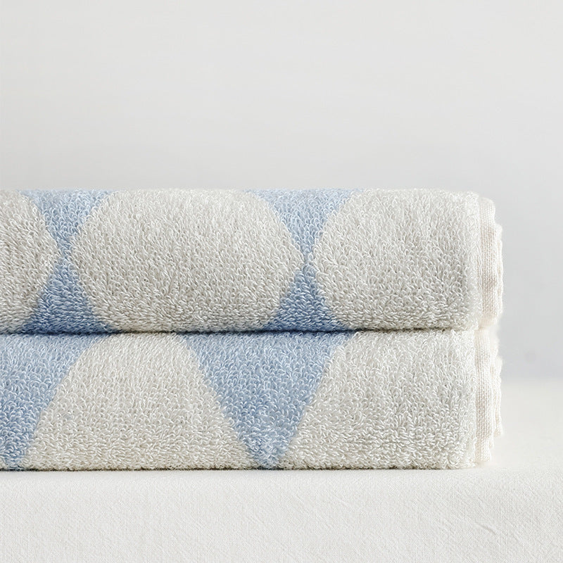 KTX-925779 Parent-Child Long-Staple Cotton Yarn-Dyed Rhombus and Striped Towels Set