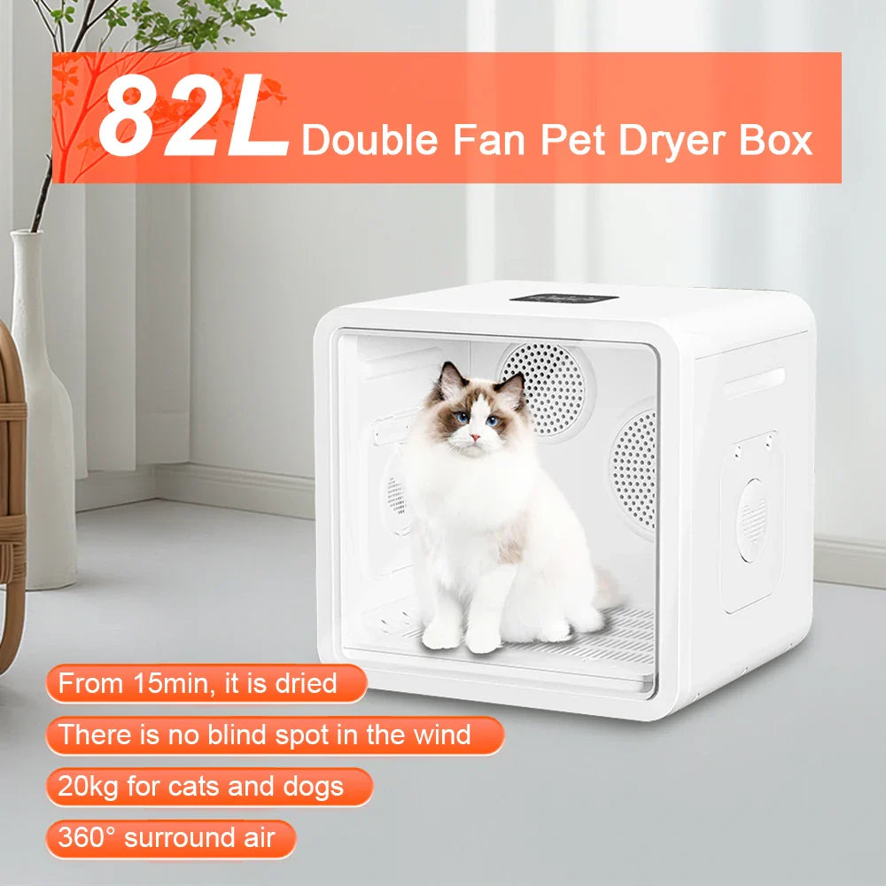 KTX-926611 Pet Dryer Box with 360° Temperature Control for Small Dogs and Cats, ABS Material, Indoor/Outdoor Use