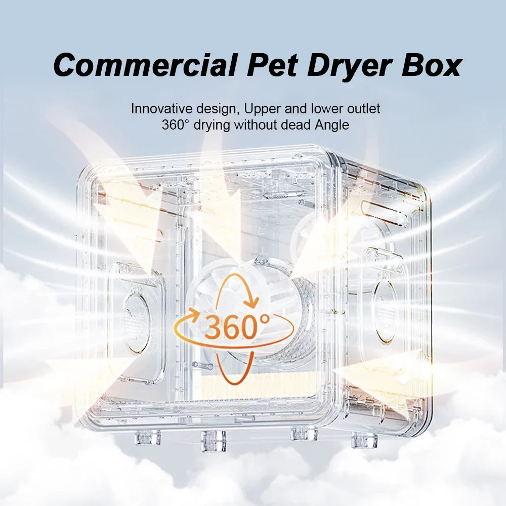 KTX-926611 Pet Dryer Box with 360° Temperature Control for Small Dogs and Cats, ABS Material, Indoor/Outdoor Use