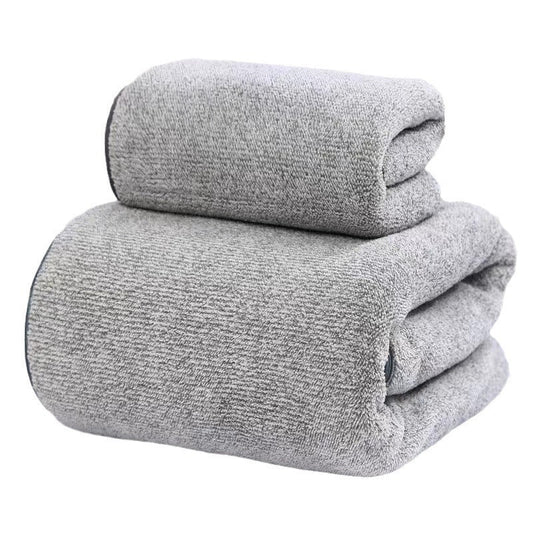 KTX-926931 Thick Coral Fleece Towels Set in Bamboo Charcoal Colors - Soft & Absorbent