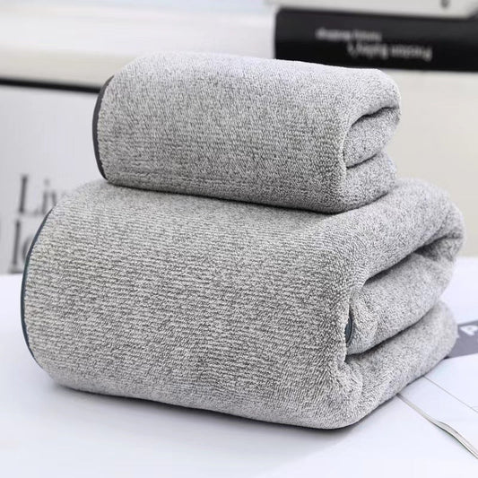 KTX-926931 Thick Coral Fleece Towels Set in Bamboo Charcoal Colors - Soft & Absorbent