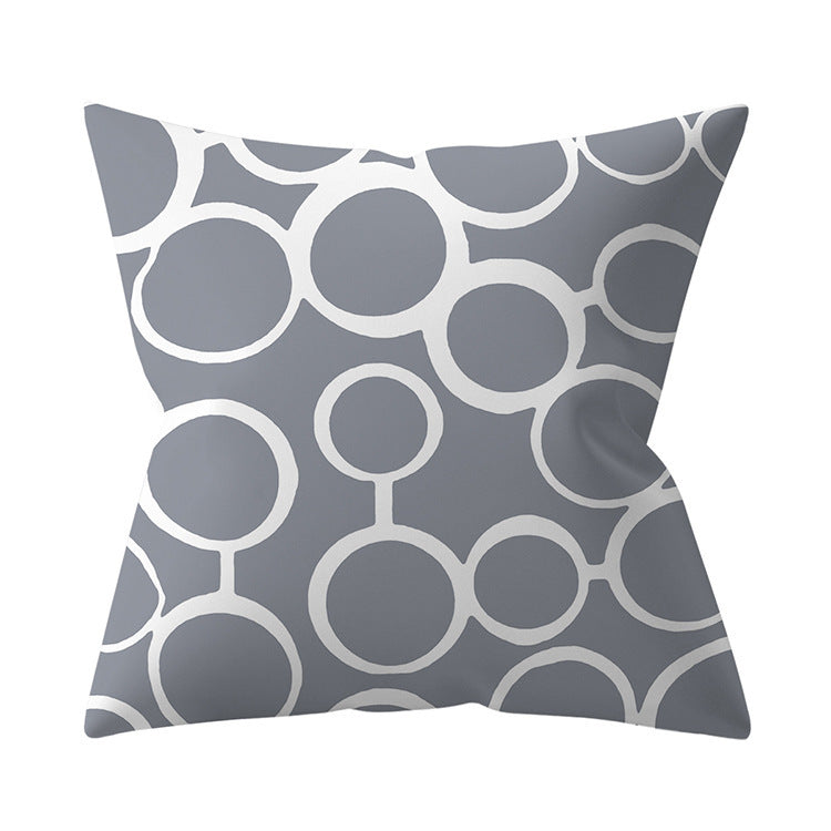 KTX-927187 Gray Geometric Abstraction Polyester Pillow Cover - European Style 45x45cm