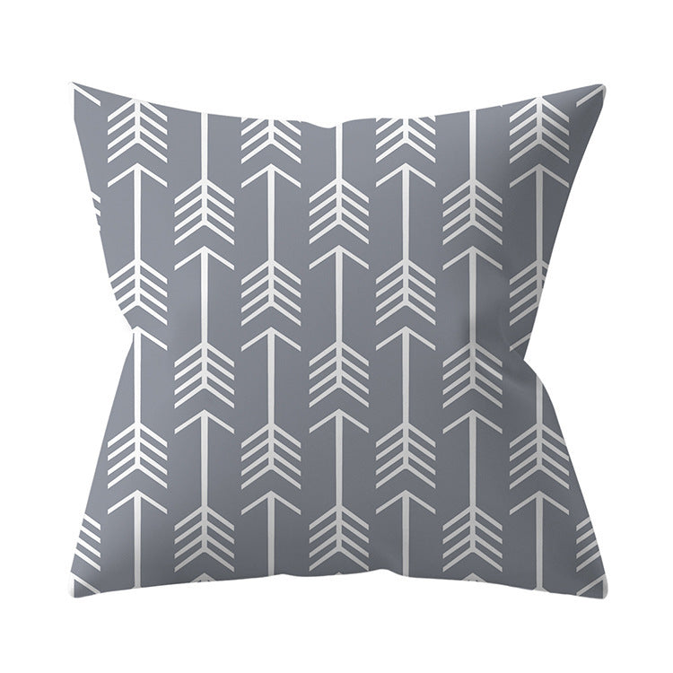 KTX-927187 Gray Geometric Abstraction Polyester Pillow Cover - European Style 45x45cm
