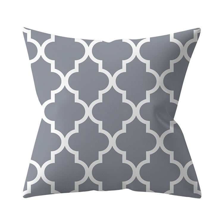 KTX-927187 Gray Geometric Abstraction Polyester Pillow Cover - European Style 45x45cm