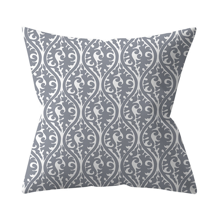 KTX-927187 Gray Geometric Abstraction Polyester Pillow Cover - European Style 45x45cm