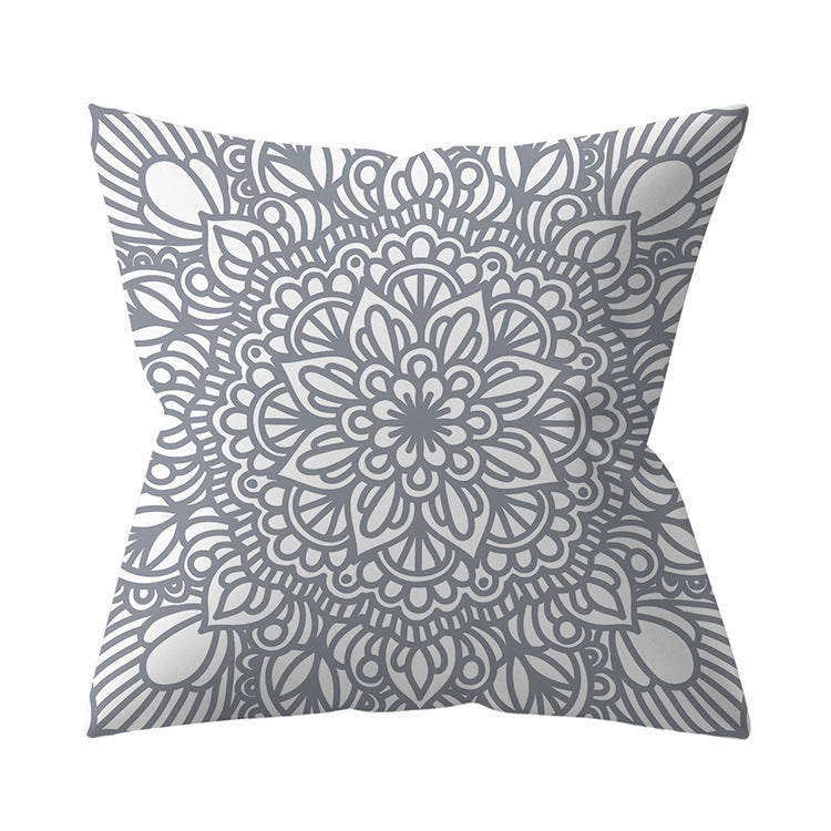 KTX-927187 Gray Geometric Abstraction Polyester Pillow Cover - European Style 45x45cm