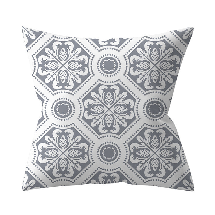 KTX-927187 Gray Geometric Abstraction Polyester Pillow Cover - European Style 45x45cm