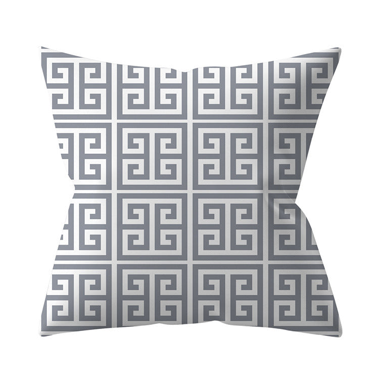 KTX-927187 Gray Geometric Abstraction Polyester Pillow Cover - European Style 45x45cm