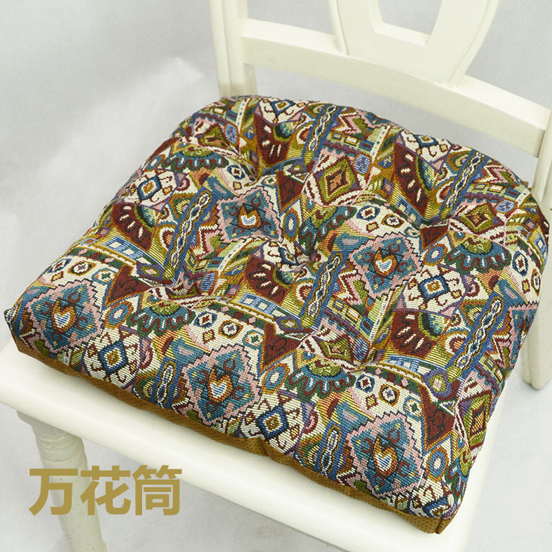 KTX-927315 American Style Jacquard Cushion with Geometric and Floral Design, 42x42CM