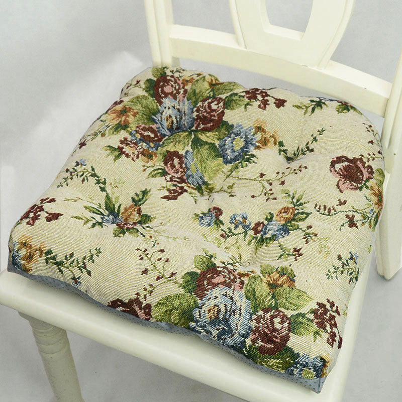 KTX-927315 American Style Jacquard Cushion with Geometric and Floral Design, 42x42CM