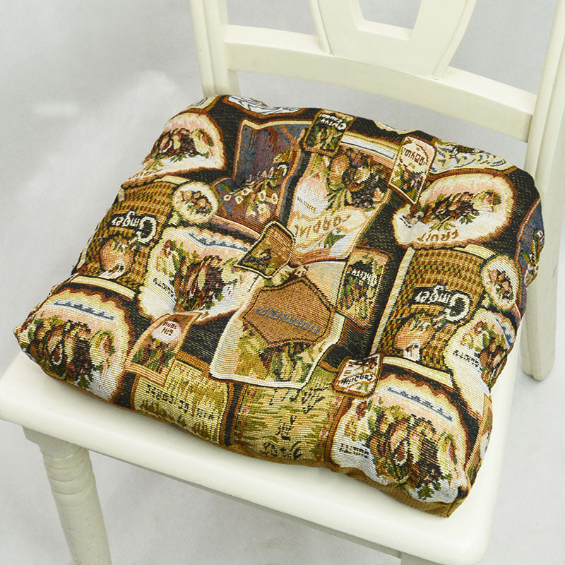 KTX-927315 American Style Jacquard Cushion with Geometric and Floral Design, 42x42CM