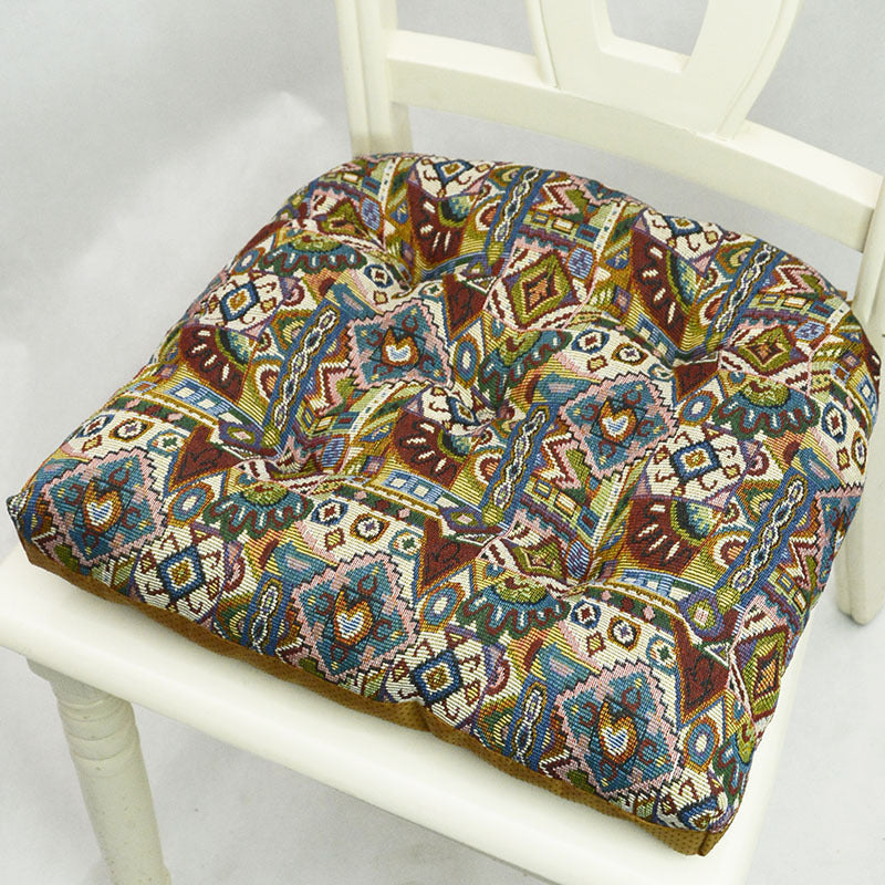 KTX-927315 American Style Jacquard Cushion with Geometric and Floral Design, 42x42CM