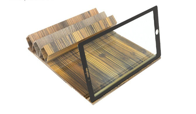 KTX-927571 12-Inch Wood Grain 3D Mobile Phone Amplifier with Magnifying Lens and Stand for Eye Protection
