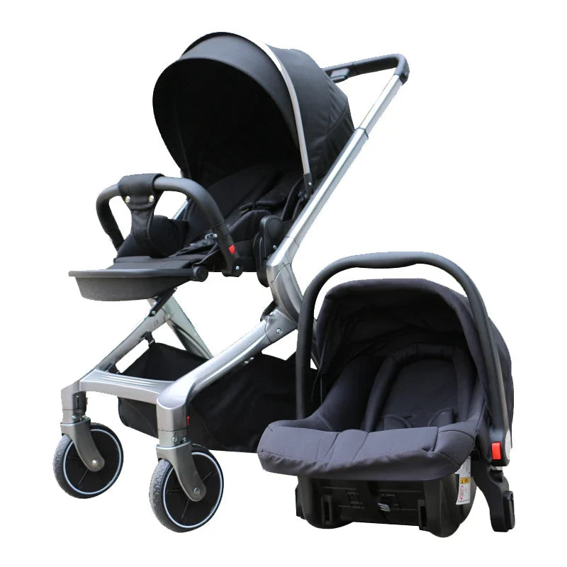 KTX-927699 3-in-1 Reversible Linen Baby Stroller with Basket for Ages 0-3 Years
