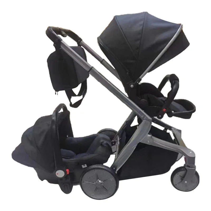 KTX-927699 3-in-1 Reversible Linen Baby Stroller with Basket for Ages 0-3 Years
