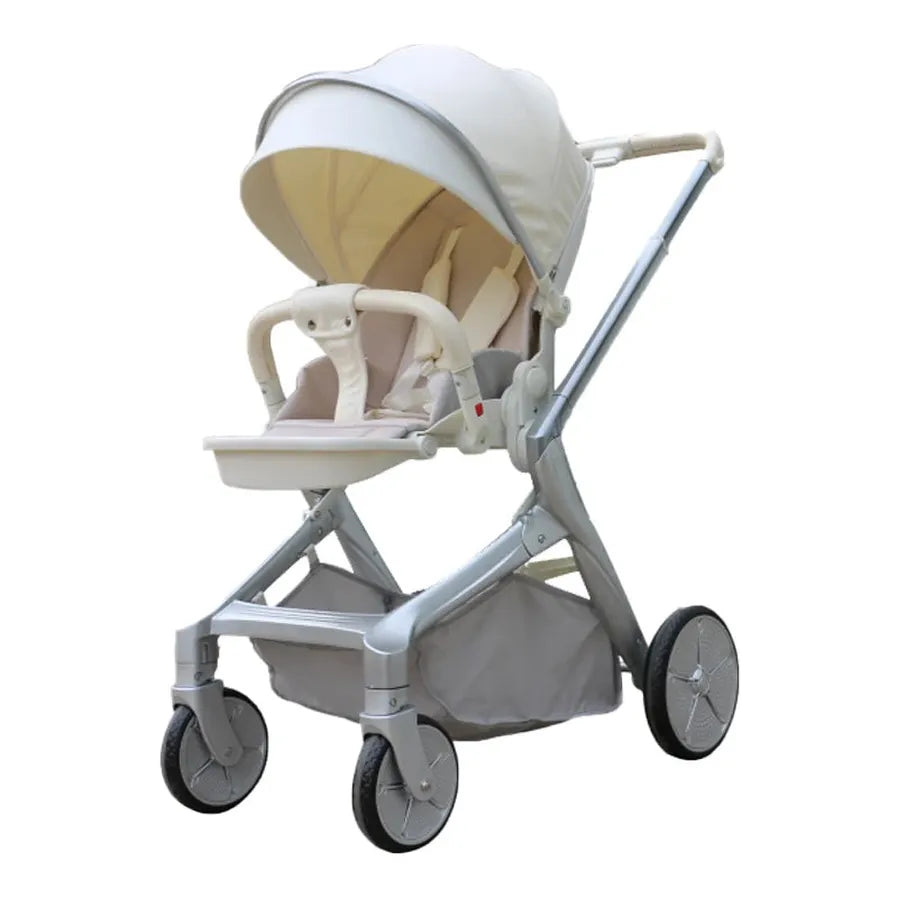 KTX-927699 3-in-1 Reversible Linen Baby Stroller with Basket for Ages 0-3 Years