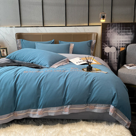 KTX-927827 Cotton Quilt Cover and Bed Sheet Set for Autumn and Winter, Available in Multiple Colors and Sizes