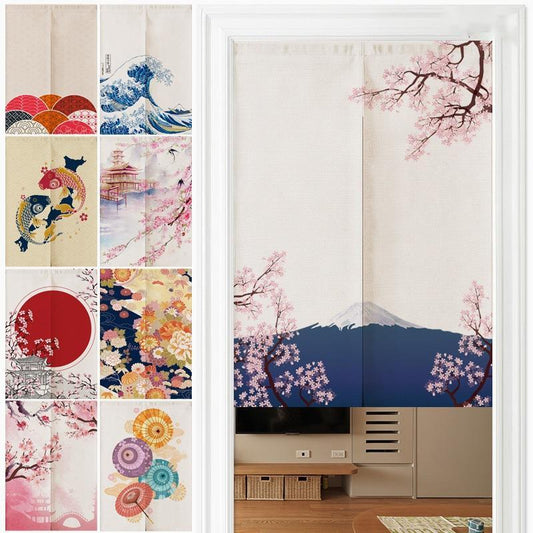 KTX-928211 Japanese Style Ukiyo-e Fabric Door Curtain - Decorative Home Entrance Drapery (Multiple Sizes Available)