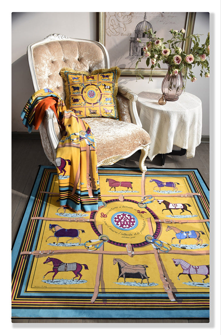 KTX-928339 Round Non-slip Polyester Carpet for Living Room and Bedroom