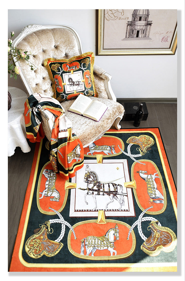 KTX-928339 Round Non-slip Polyester Carpet for Living Room and Bedroom