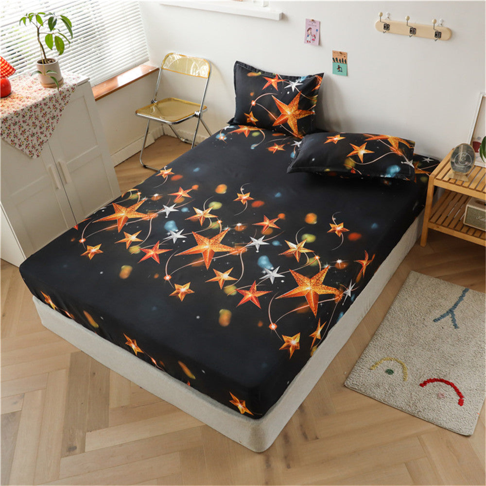 KTX-928467 Aloe Cotton Non-slip Mattress Protector Bed Sheet Cover with Floral Designs