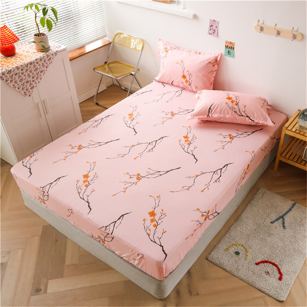 KTX-928467 Aloe Cotton Non-slip Mattress Protector Bed Sheet Cover with Floral Designs